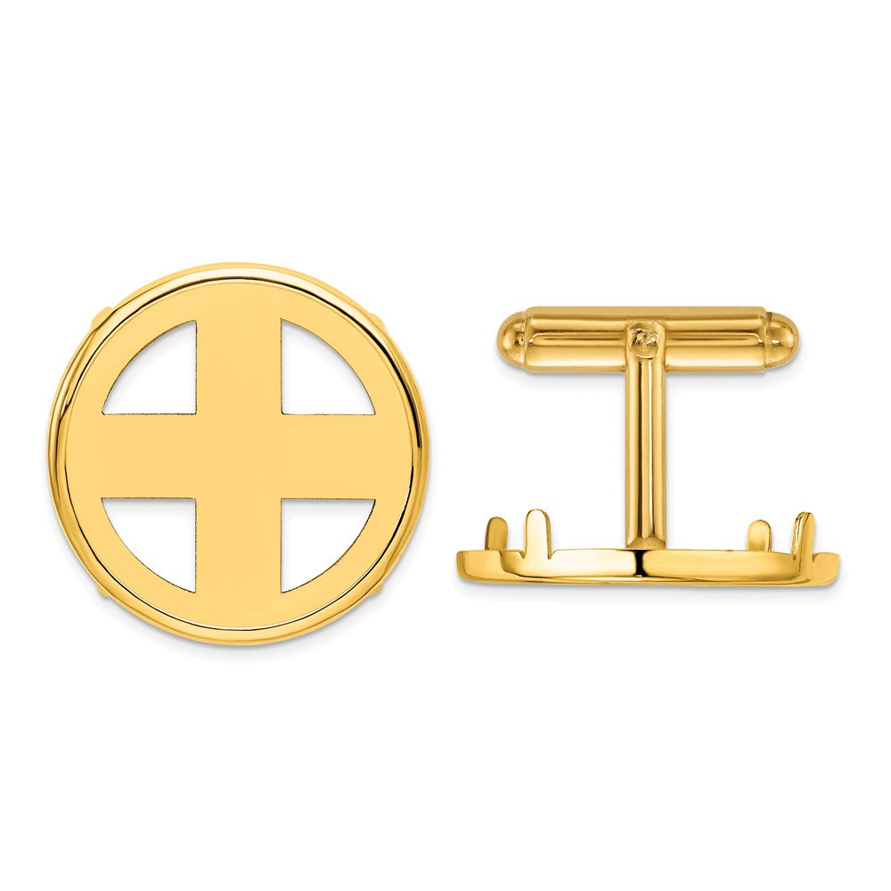 Buy 14K Men's Polished Wideband Coin Bezel Cuff Links - Stylish 21.6mm Jewelry