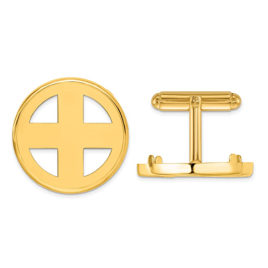 Buy Stylish 14K Men's Polished Classic Wideband Coin Bezel Cuff Links - 22mm