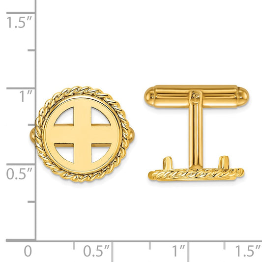 Buy Stylish 14K Men's Polished Wideband Cuff Links - 13mm Coin Bezel Design
