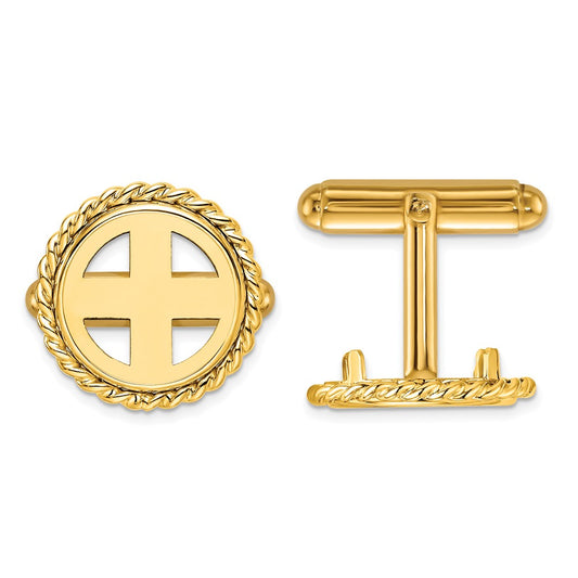 Buy Stylish 14K Men's Polished Wideband Cuff Links - 13mm Coin Bezel Design