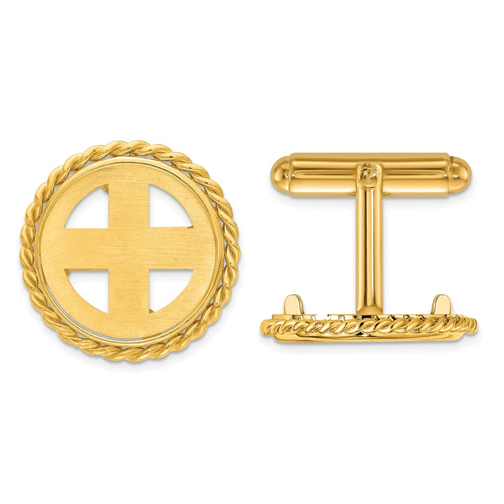 Buy Luxury 14K Men's Polished Wideband Coin Bezel Cuff Links - 16.5mm