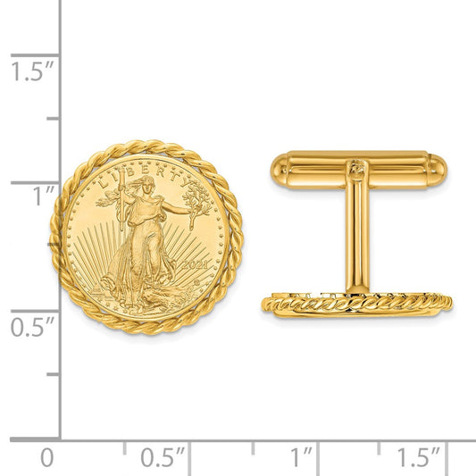 Buy Stylish 14K Men's Polished Cuff Links with 1/10oz Coin Bezel - Luxury Design