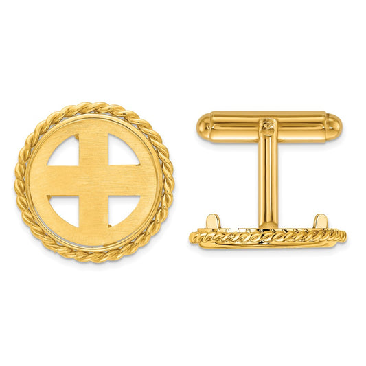 Buy Luxury 14K Men's Polished Wideband Coin Bezel Cuff Links - 16.5mm