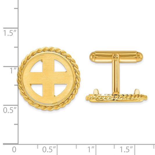 Buy 14K Men's Polished Cuff Links - Stylish 17.8mm Coin Bezel Design