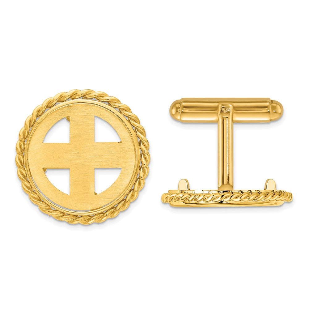 Buy 14K Men's Polished Cuff Links - Stylish 17.8mm Coin Bezel Design