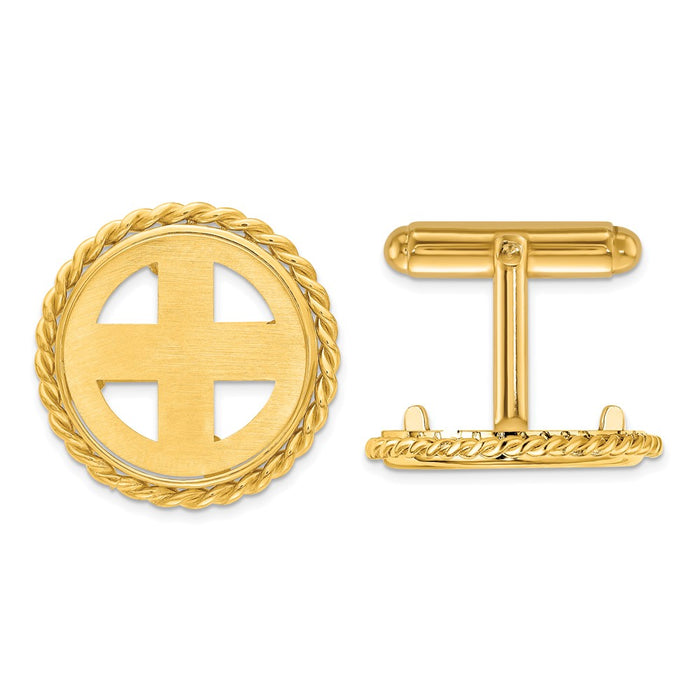 Buy 14K Men's Polished Cuff Links - Stylish 17.8mm Coin Bezel Design-1