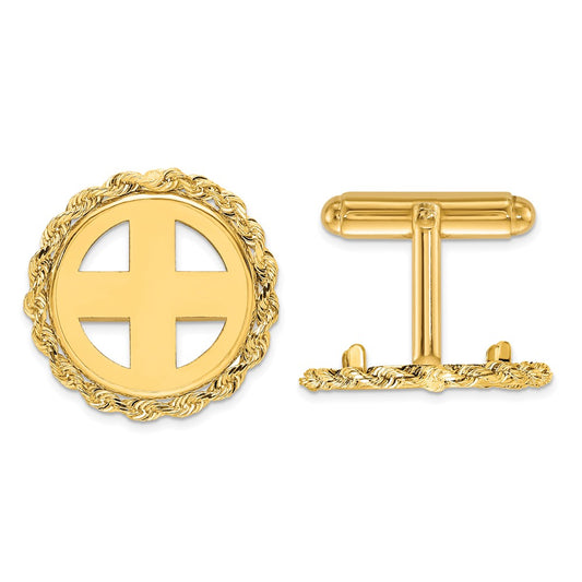 Exclusive 14K Men's Polished Rope Cuff Links - 16.5mm Luxury Style