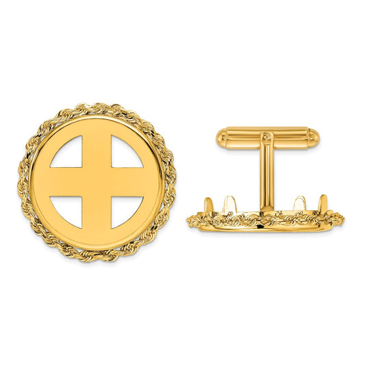 Buy Exclusive 14K Men's Polished Rope Cuff Links - 21.6mm Luxury Jewelry