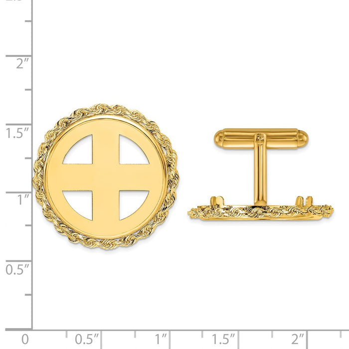 Buy Exclusive 14K Men's Polished Rope Cuff Links - 22mm Wideband Value-2