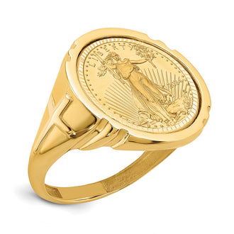 Designer 14K Gold Wideband Ring with 1/10oz Coin Bezel - Stylish Value