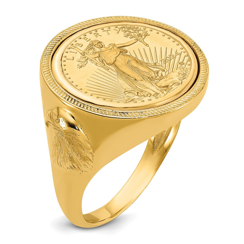 High-Quality 14K Men's Wideband Ring with 1/10oz Eagle Coin Bezel | Stylish Value