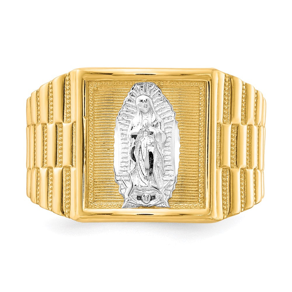Exclusive Men's 14K Gold & Rhodium Our Lady of Guadalupe Ring - Stylish Value