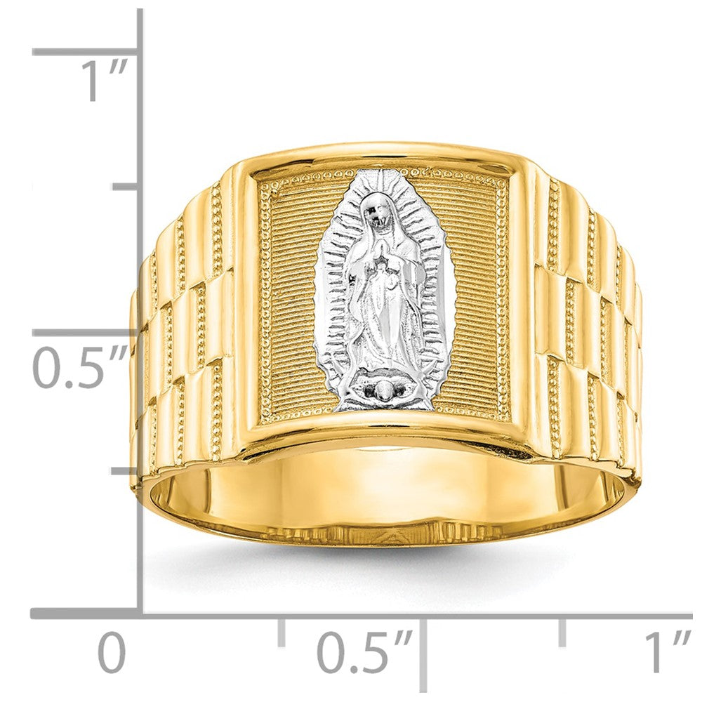 Exclusive Men's 14K Gold & Rhodium Our Lady of Guadalupe Ring - Stylish Value