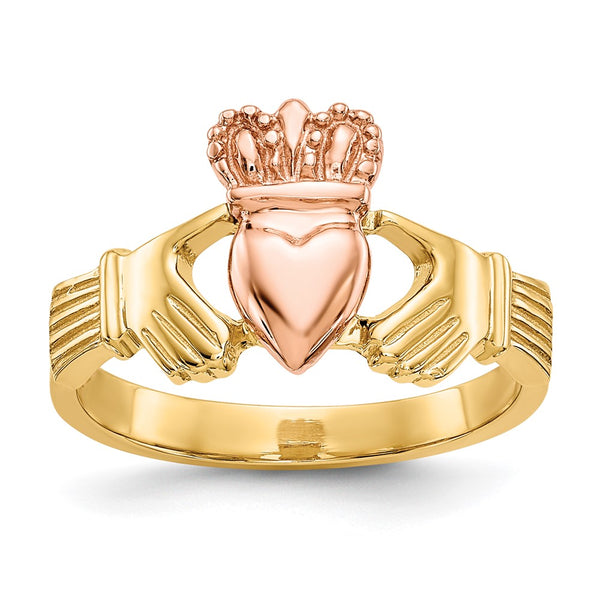14K Two-Tone Claddagh Ring, 6g