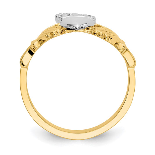 Shop 14K Two-Tone Polished Claddagh Ring - Stylish Irish Design, Affordable Price