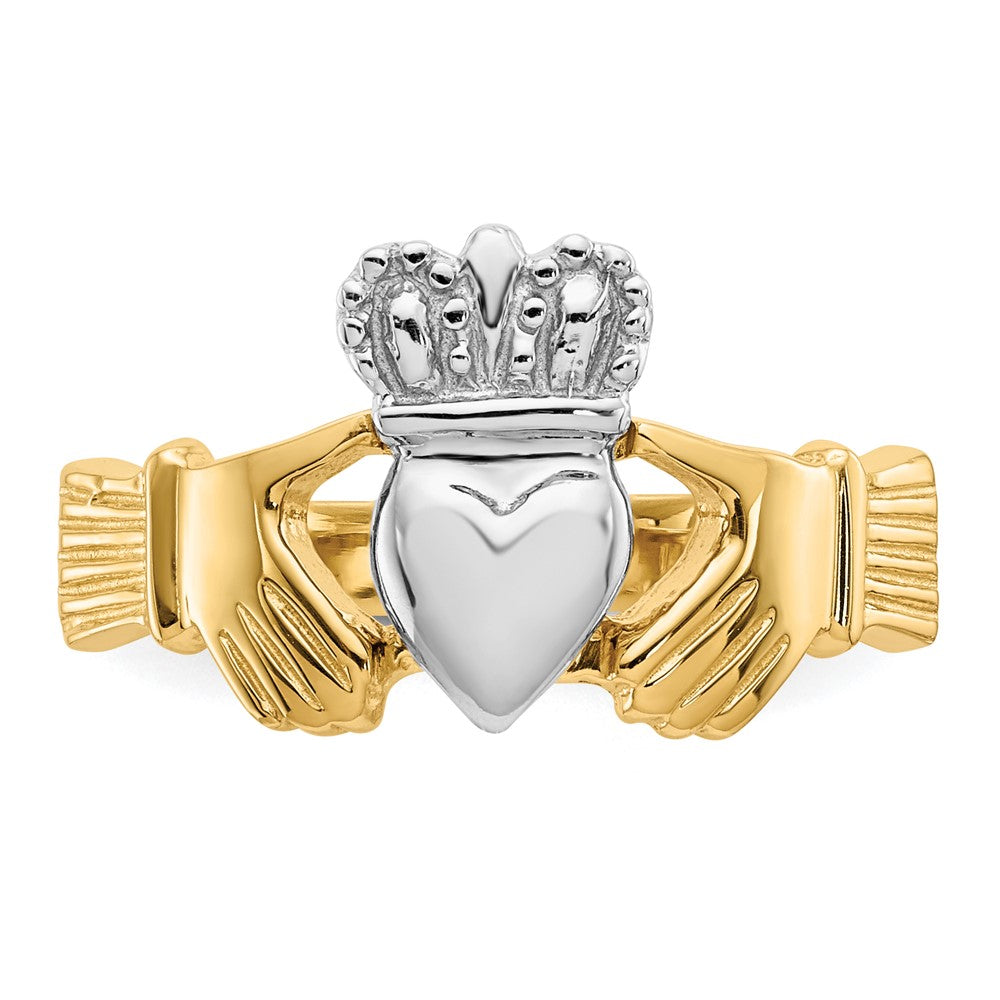 Shop 14K Two-Tone Polished Claddagh Ring - Stylish Irish Design, Affordable Price