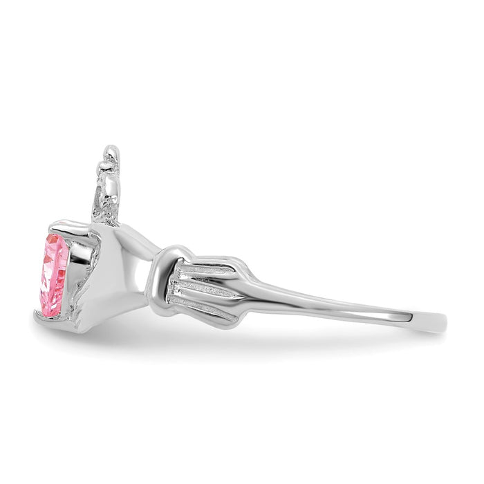 Buy Exclusive 14K White Gold Claddagh Heart Ring with CZ - Stylish October Birthstone-3