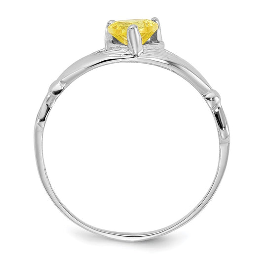 Exclusive 14K White Gold Claddagh Heart Ring with CZ, Stylish November Birthstone