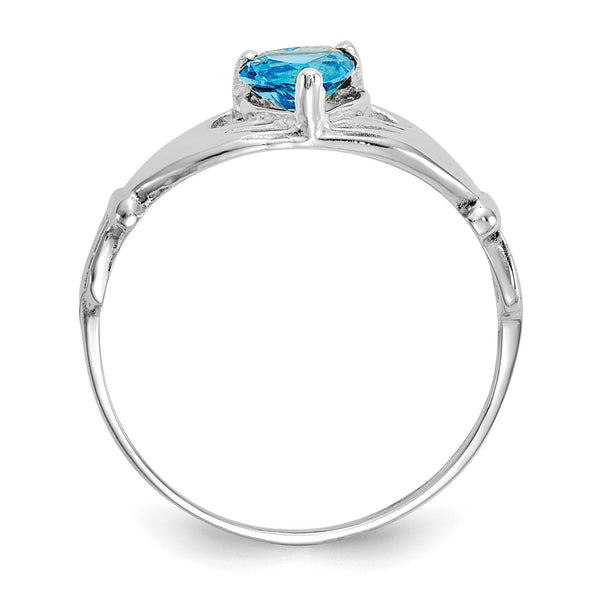 14K White Gold Claddagh Heart Ring with CZ - December Birthstone