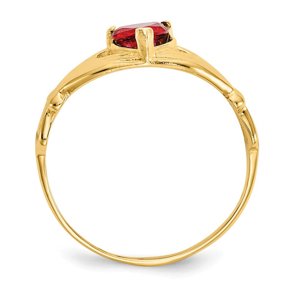 14K Gold Claddagh Heart Ring with January CZ