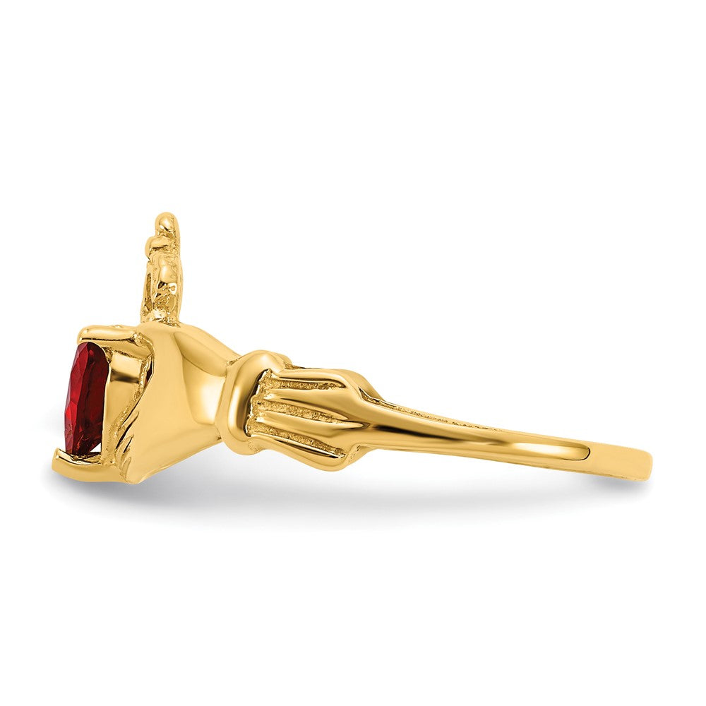 Exclusive 14K Gold Claddagh Heart Ring with January CZ - Affordable Luxury!