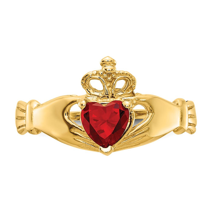Exclusive 14K Gold Claddagh Heart Ring with January CZ - Affordable Luxury!-4