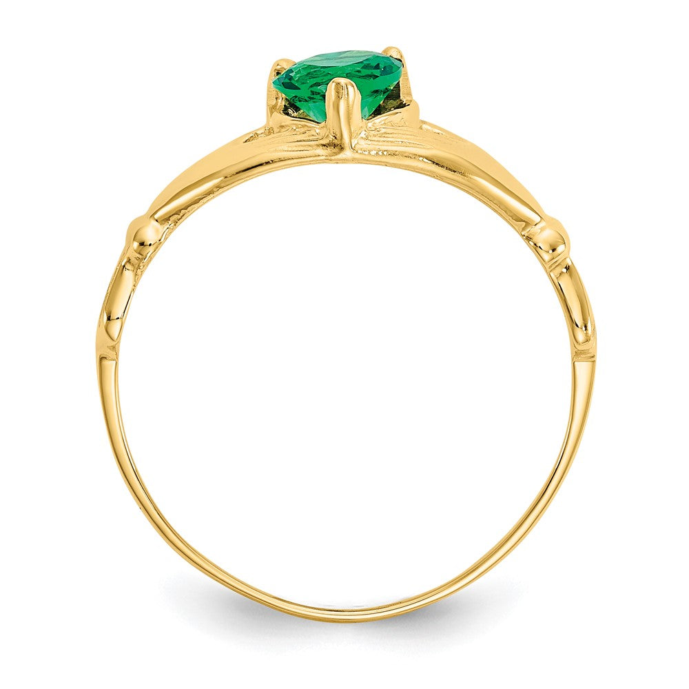 Buy Designer 14K Gold Claddagh Heart Ring with May CZ Birthstone - Stylish Value!