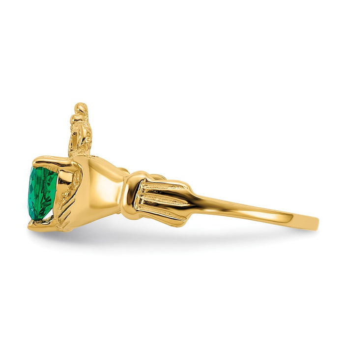 Buy Designer 14K Gold Claddagh Heart Ring with May CZ Birthstone - Stylish Value!-3