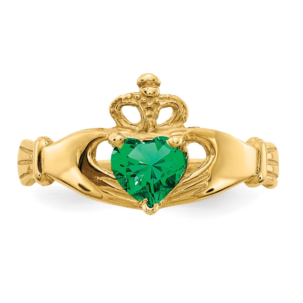 Buy Designer 14K Gold Claddagh Heart Ring with May CZ Birthstone - Stylish Value!