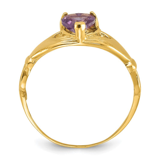 Shop Exclusive 14K Gold Claddagh Heart Ring with 0.85mm June CZ Gemstone