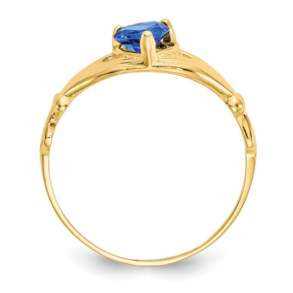 14K Gold Claddagh Heart Ring with CZ September Birthstone