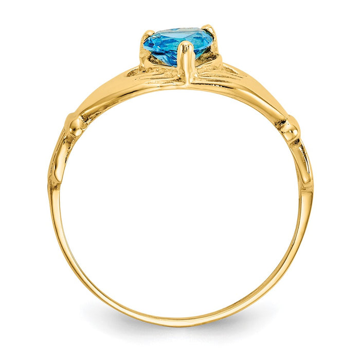 Exclusive 14K Gold Claddagh Heart Ring - December Birthstone CZ, Stylish Design-2