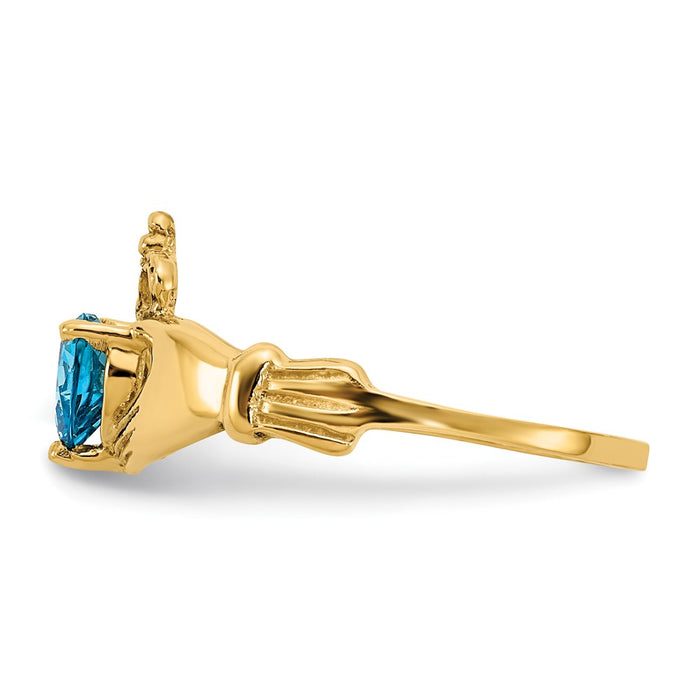 Exclusive 14K Gold Claddagh Heart Ring - December Birthstone CZ, Stylish Design-4