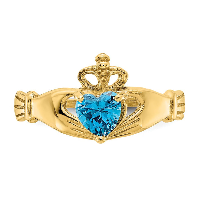 Exclusive 14K Gold Claddagh Heart Ring - December Birthstone CZ, Stylish Design-5