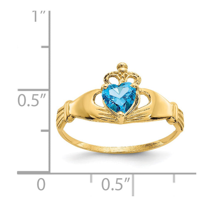 Exclusive 14K Gold Claddagh Heart Ring - December Birthstone CZ, Stylish Design-3