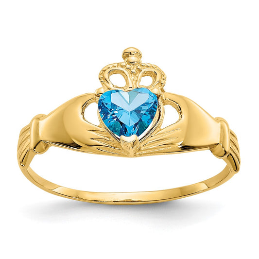 Exclusive 14K Gold Claddagh Heart Ring - December Birthstone CZ, Stylish Design