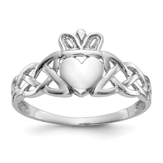 Designer Men's Claddagh Ring in 14K White Gold - Stylish & Affordable Luxury