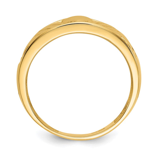 14K Polished Gold Men's Claddagh Ring