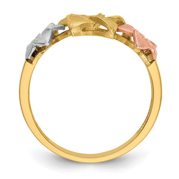 14K Tri-Color Gold Plumeria Flower Ring - Youll Love
