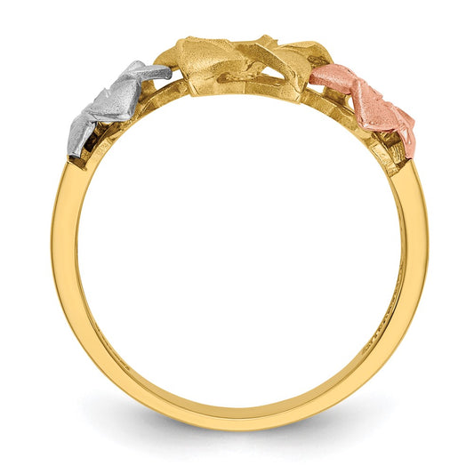 Exclusive 14K Tri-Color Gold Plumeria Flower Ring - Stylish Luxury Youll Love