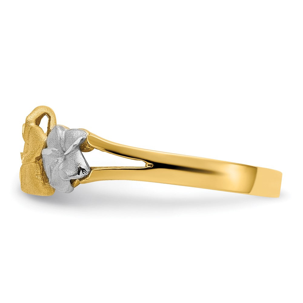 Exclusive 14K Tri-Color Gold Plumeria Flower Ring - Stylish & Affordable Choice