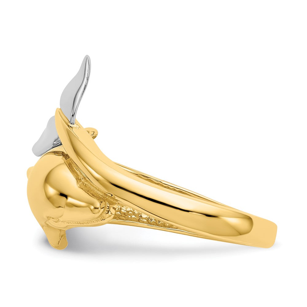 Buy Stylish 14K Two-Tone Polished Dolphin Ring for Women - Luxury Design