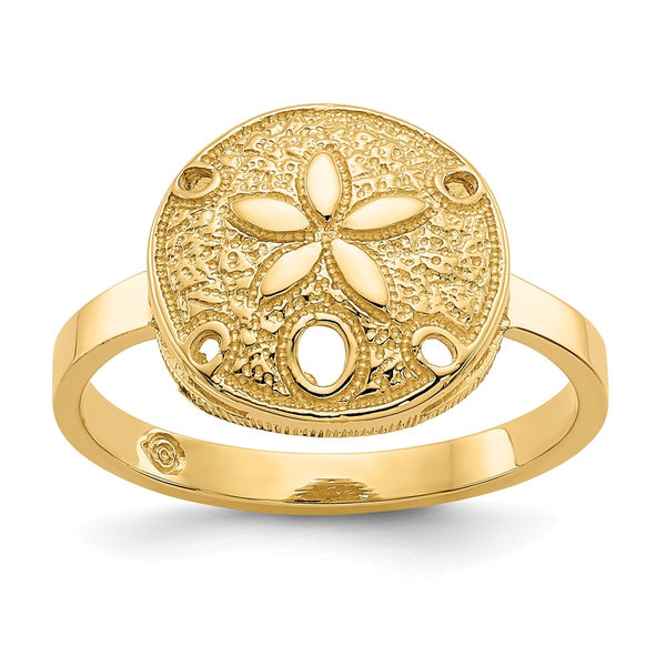 14K Gold Polished Sand Dollar Ring - Style GR1-1002040