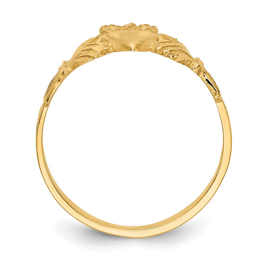 Buy 14K Gold Satin Finish Diamond-Cut Claddagh Ring - Stylish & Affordable!