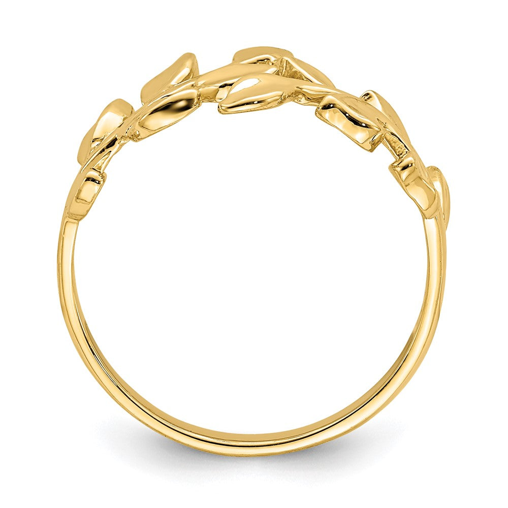 Exclusive 14K Gold Polished Leaf Design Ring - Stylish & Affordable Luxury