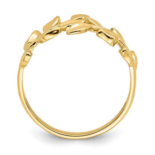 Exclusive 14K Gold Polished Leaf Design Ring - Stylish & Affordable Luxury
