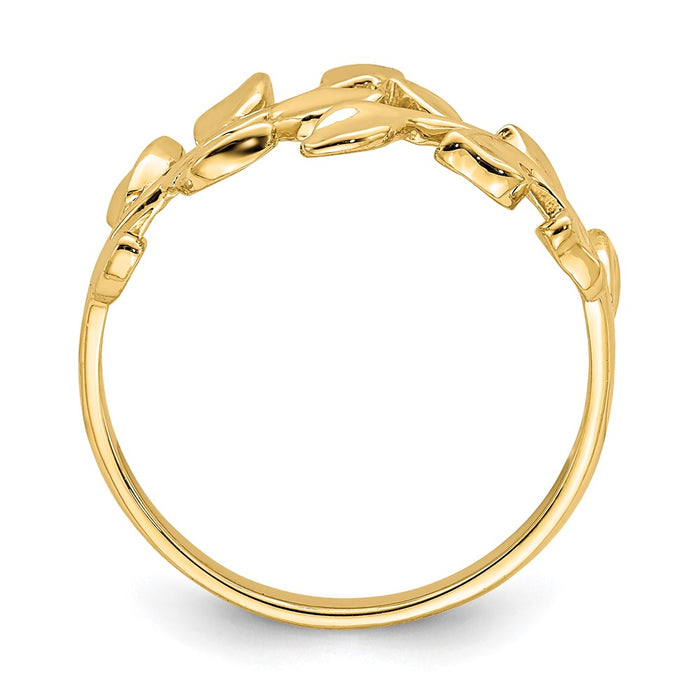 Exclusive 14K Gold Polished Leaf Design Ring - Stylish & Affordable Luxury-2