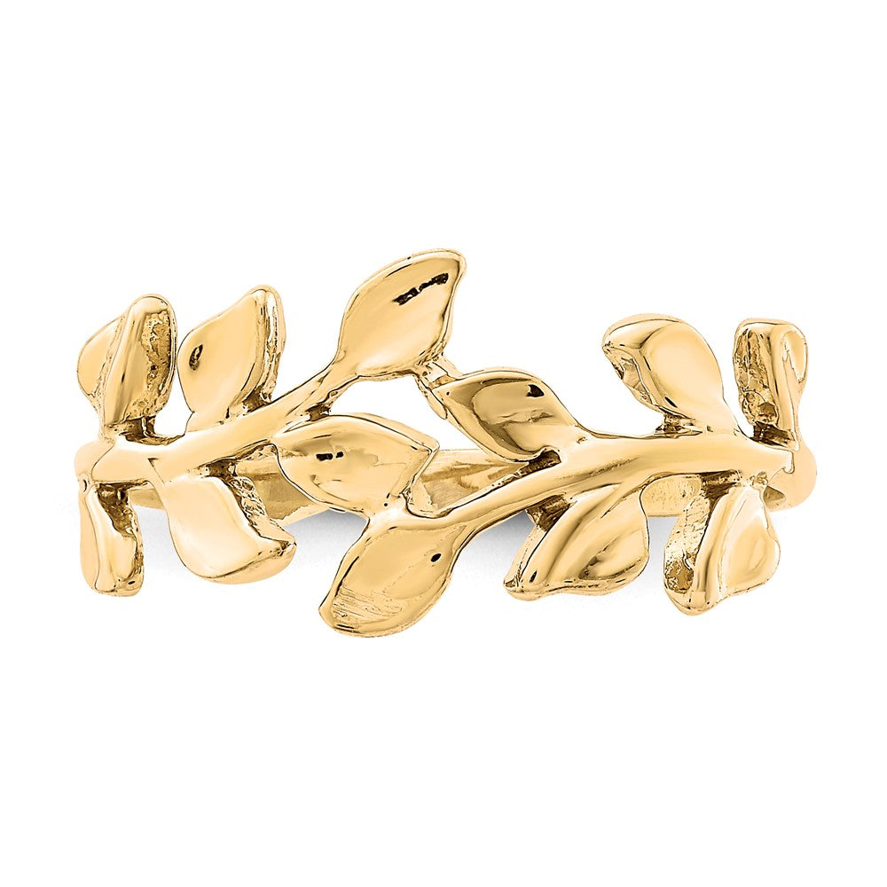 Exclusive 14K Gold Polished Leaf Design Ring - Stylish & Affordable Luxury