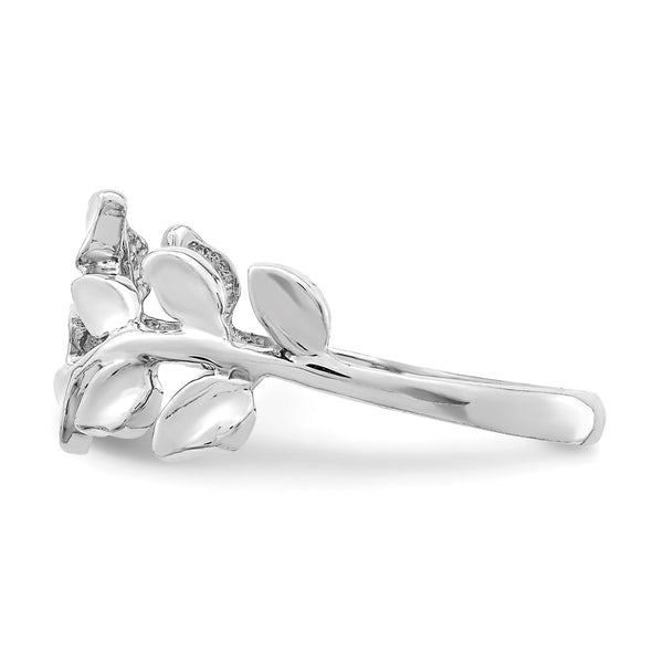 14K White Gold Polished Leaf Design Ring