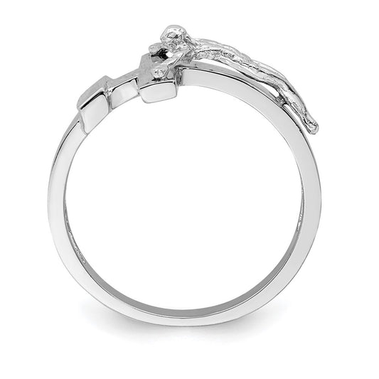 High-Quality 14K White Gold Polished INRI Crucifix Ring | Stylish Value Piece